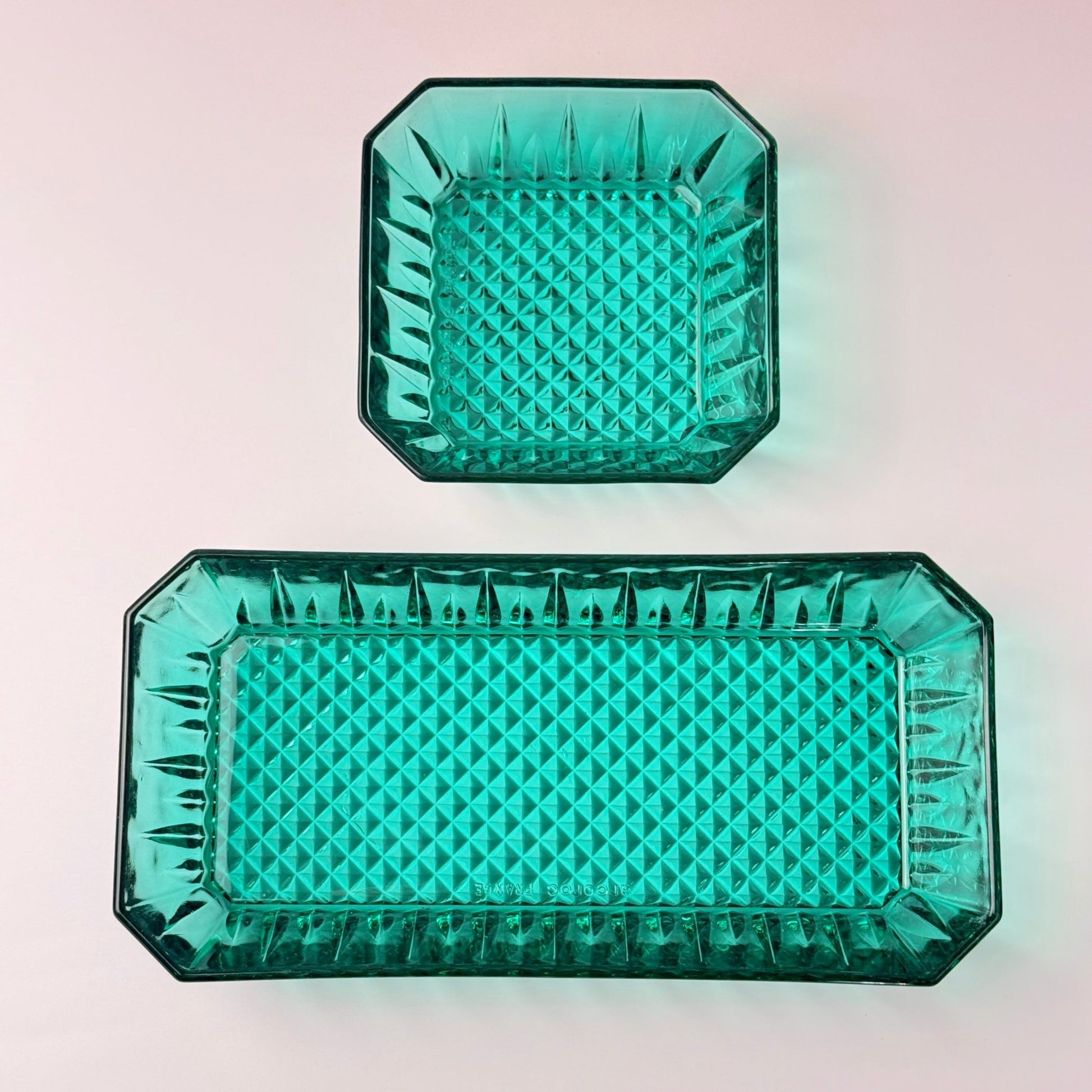 Arcoroc France Emerald Green serveringsskåle – 2 stk – diamant mønster - Frøken Lilly