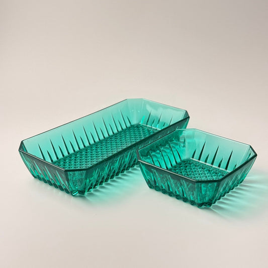 Arcoroc France Emerald Green serveringsskåle – 2 stk – diamant mønster - Frøken Lilly