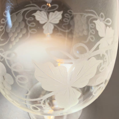 Bacchus cognacglas – ætsede druer og vinblade – vintage - Frøken Lilly
