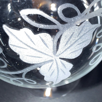 Bacchus cognacglas – ætsede druer og vinblade – vintage - Frøken Lilly