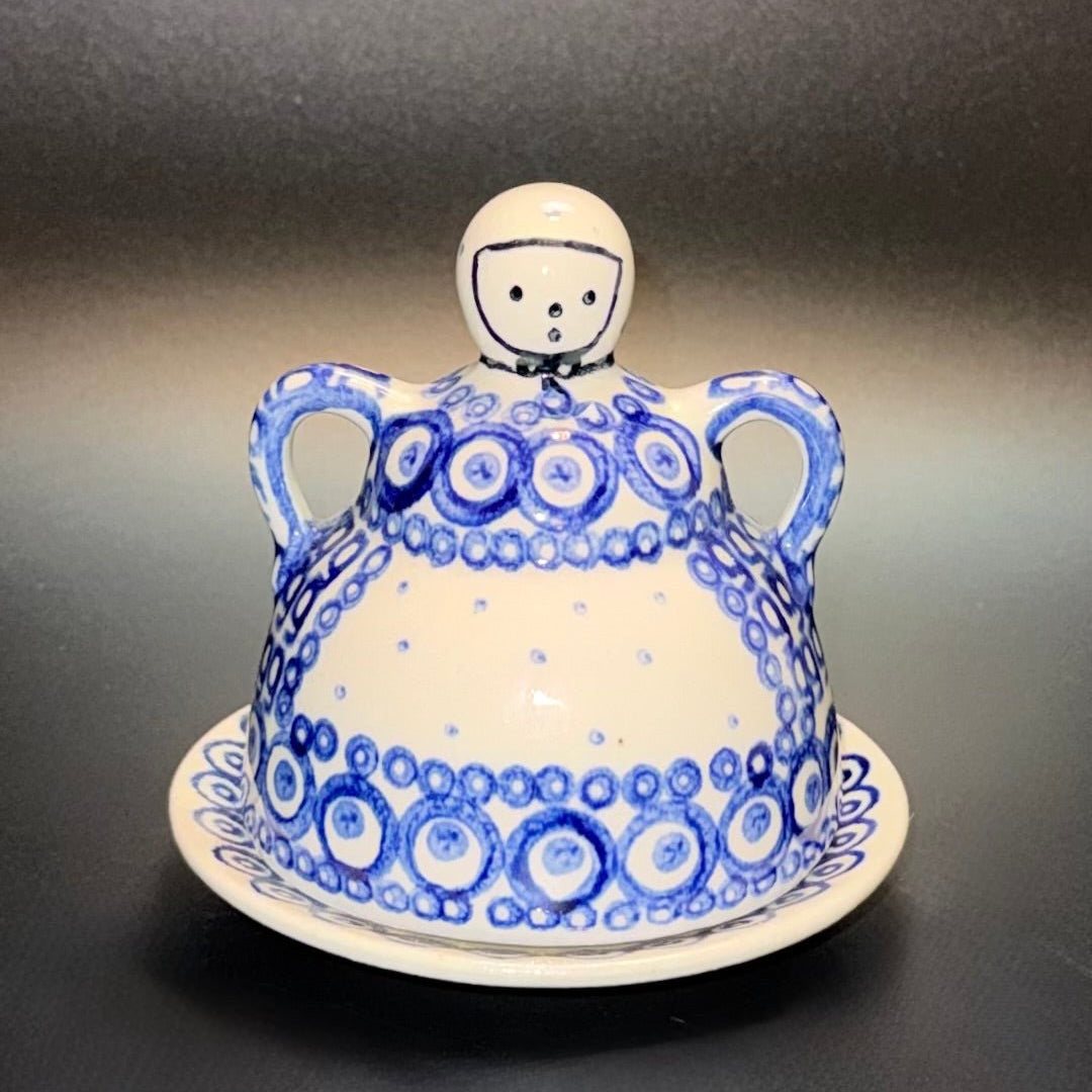 Belze – Original Bunzlau – miniosteklokke / smørklokke – ca. 1950–60’erne - Frøken Lilly