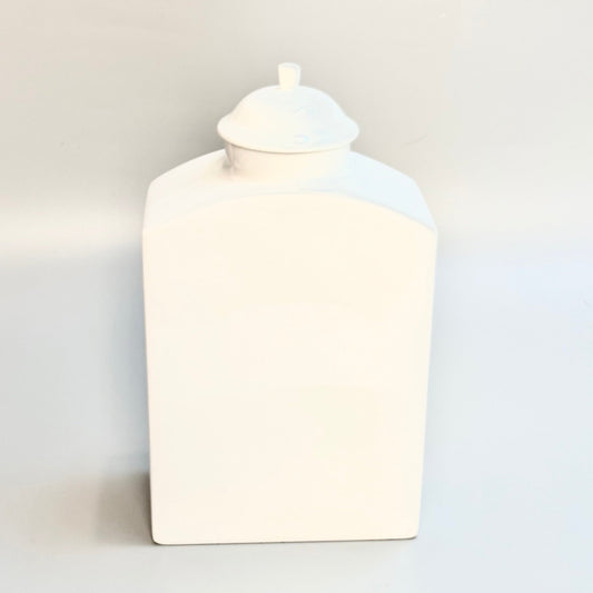 Bing & Grøndahl hvid porcelæns thekrukke med låg – klassisk dansk design - Frøken Lilly