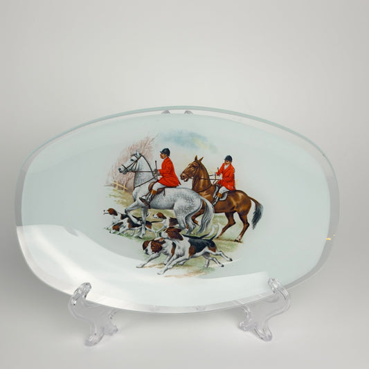 Chance Glass vintage glasfad med jagtmotiv England