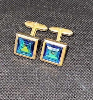 Eksklusive Guldmanchetknapper med Blå Facetslebne Sten - Frøken Lilly