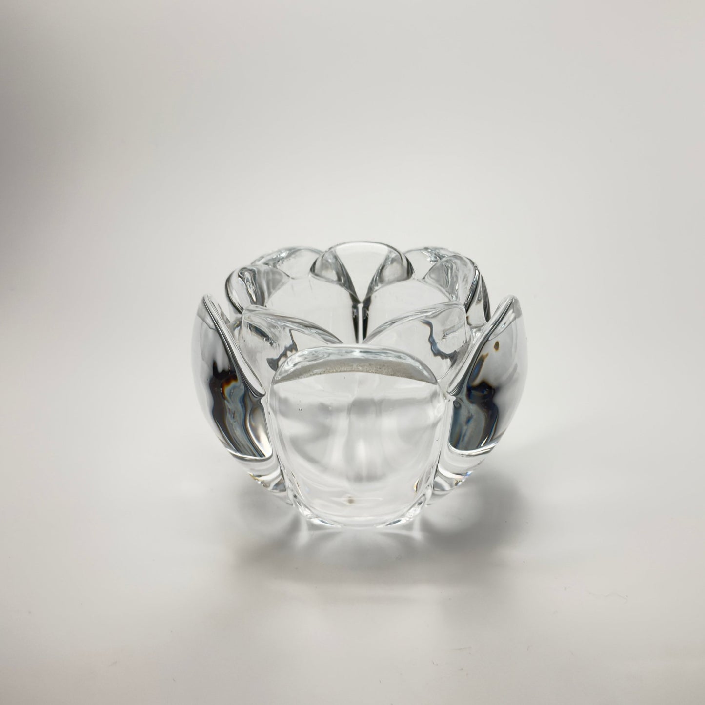 Holmegaard lotus lysestage i klart tungt glas – vintage dansk glasdesign - Frøken Lilly