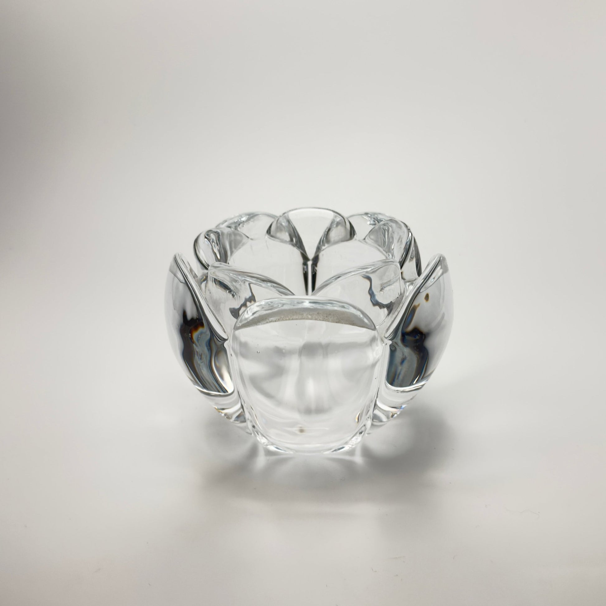 Holmegaard lotus lysestage i klart tungt glas – vintage dansk glasdesign - Frøken Lilly