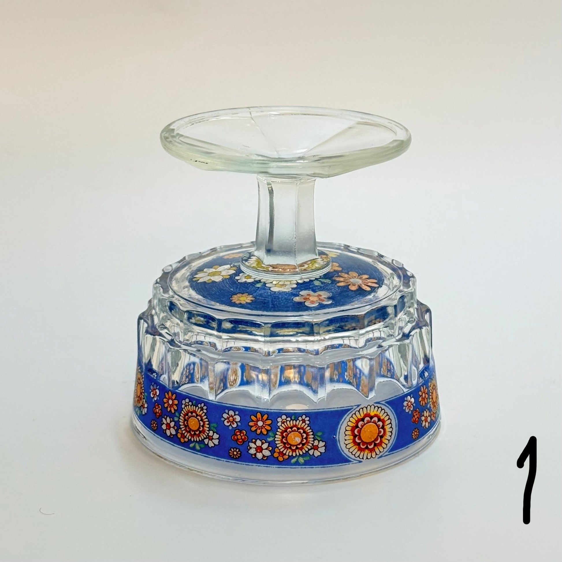 Italiensk champagne/dessertskål på fod i emaljemalet glas – 1960’erne - Frøken Lilly