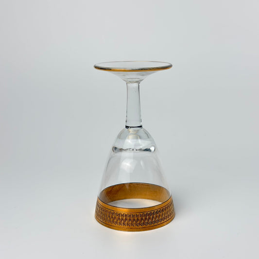 Lyngby Glas Tosca portvinsglas i krystal med bred ciseleret guldkant, 1960'erne - Frøken Lilly