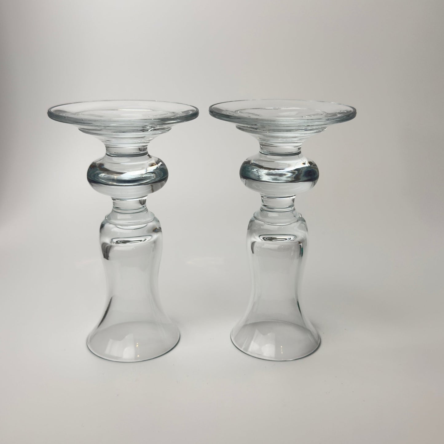 Mundblæste glas lysestager – vintage europæisk glas – sæt af 2 - Frøken Lilly