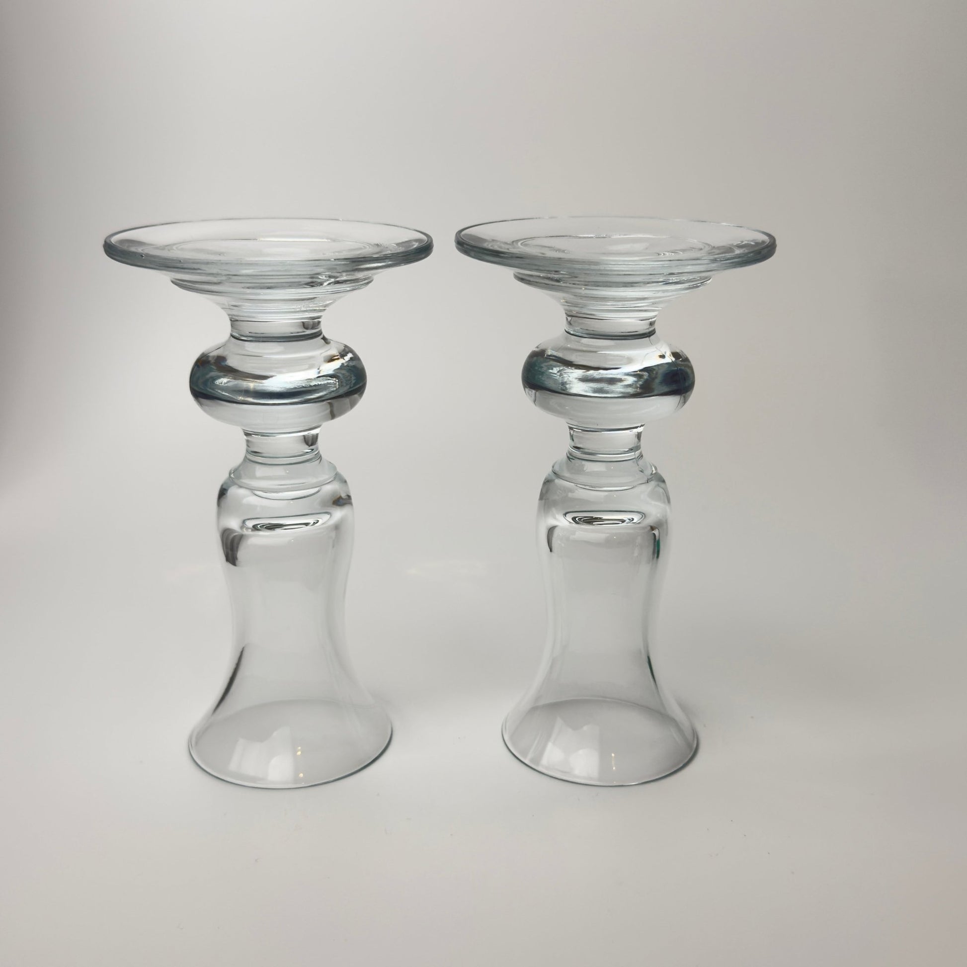 Mundblæste glas lysestager – vintage europæisk glas – sæt af 2 - Frøken Lilly