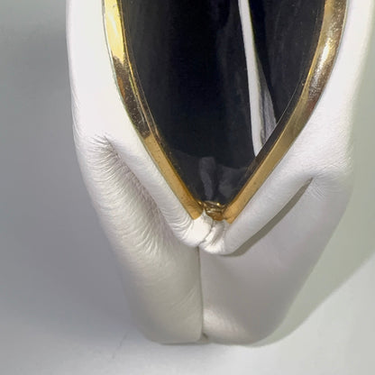 Skøn hvid clutch lædertaske med wristlet rem – 1960 - Frøken Lilly