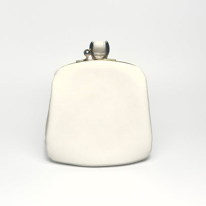Skøn hvid clutch lædertaske med wristlet rem – 1960 - Frøken Lilly