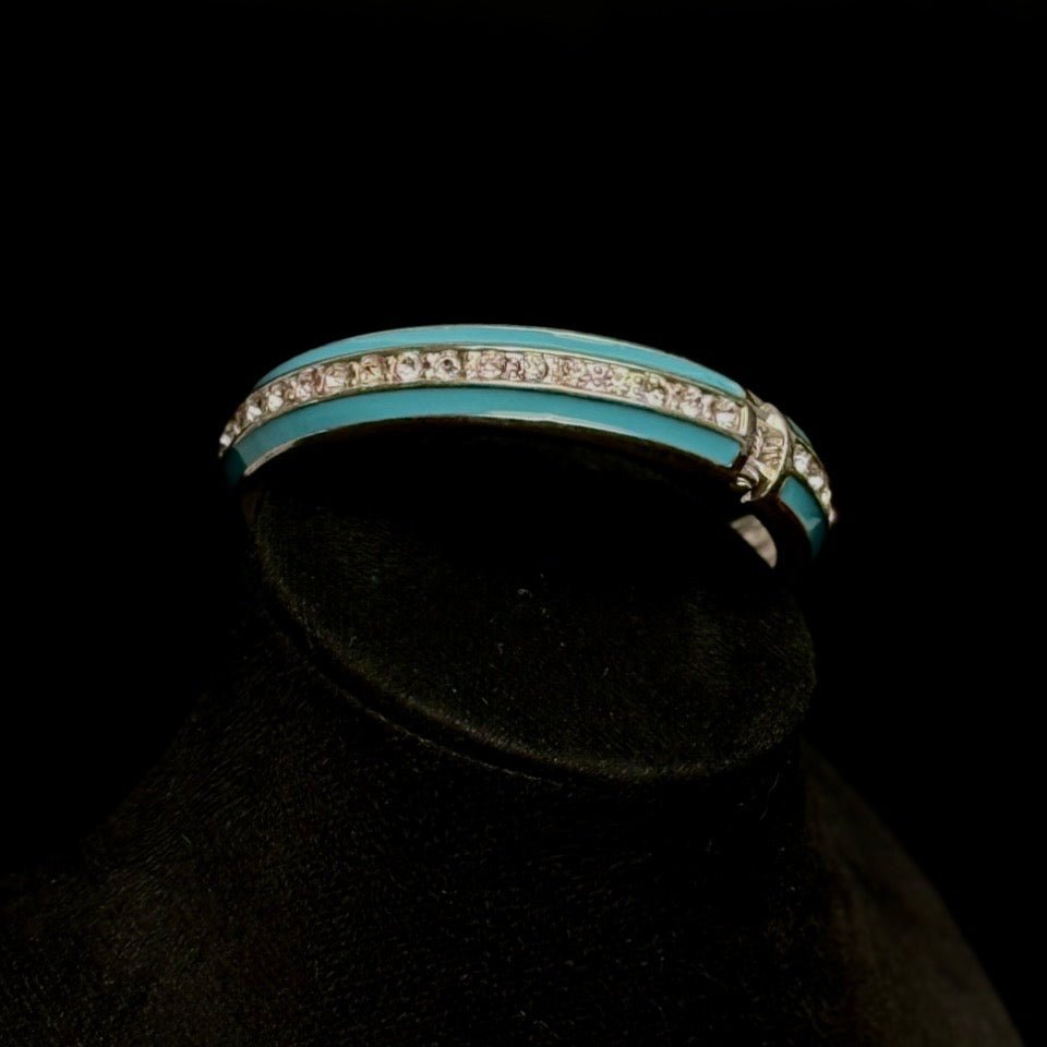 Vintage armbånd med turkis emalje og rhinsten - Frøken Lilly