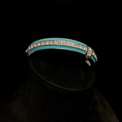 Vintage armbånd med turkis emalje og rhinsten - Frøken Lilly