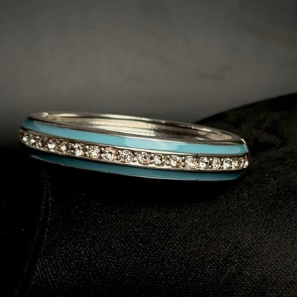 Vintage armbånd med turkis emalje og rhinsten - Frøken Lilly