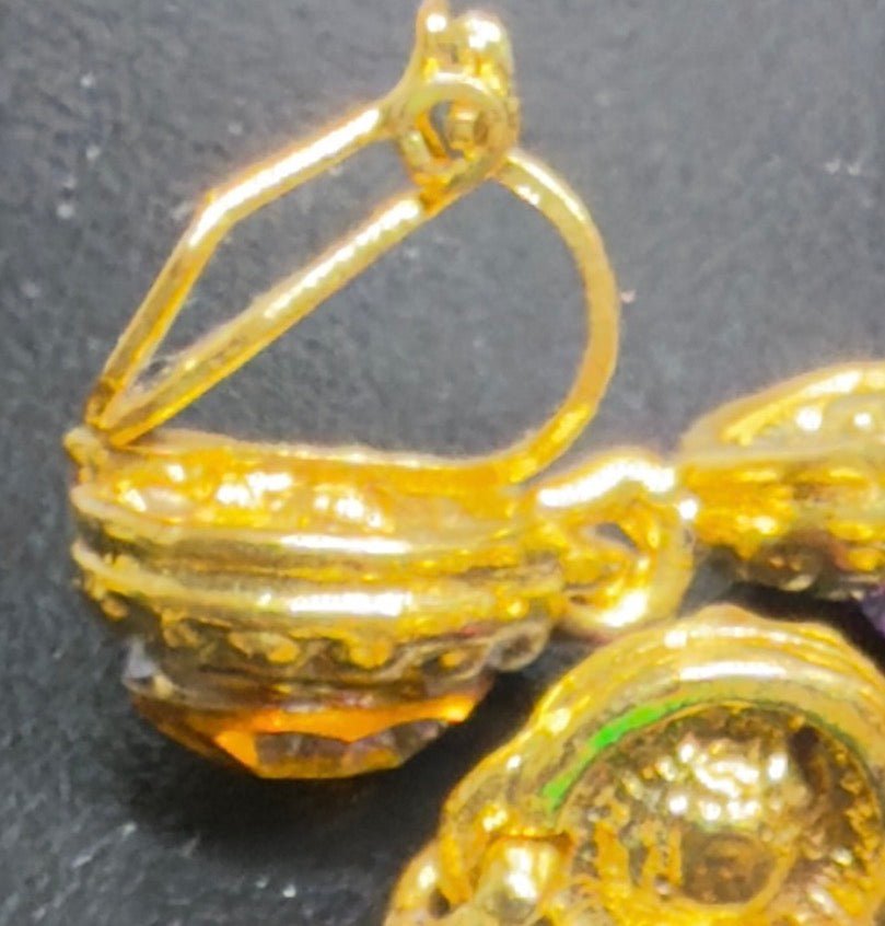 Vintage clip-on øreringe med farvede glassten - Frøken Lilly