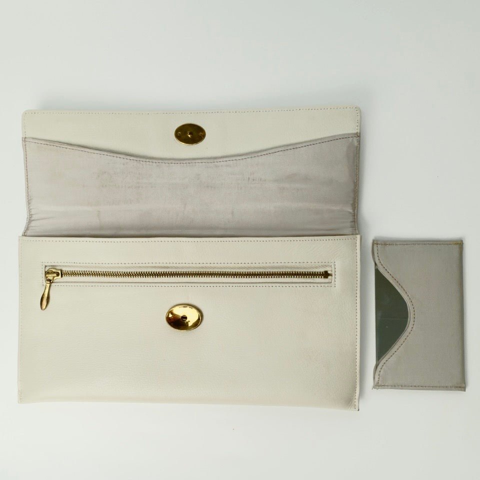 Vintage Comtesse clutch i hvidt læder - Frøken Lilly