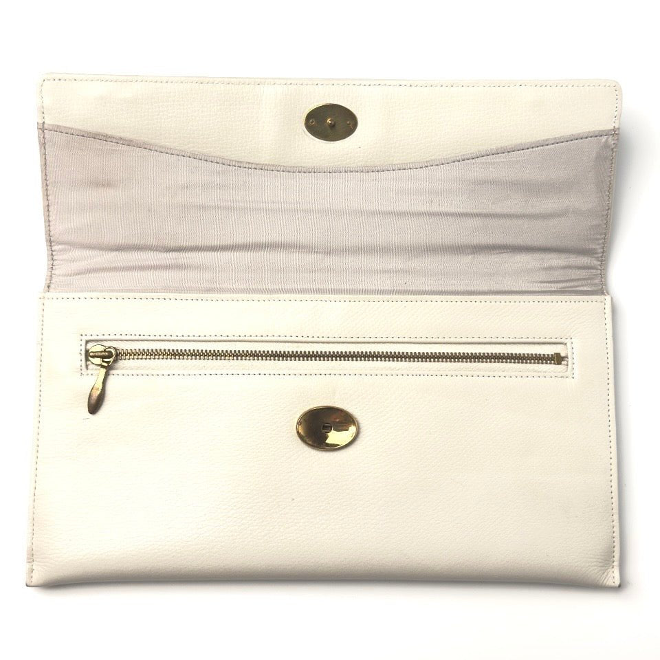Vintage Comtesse clutch i hvidt læder - Frøken Lilly