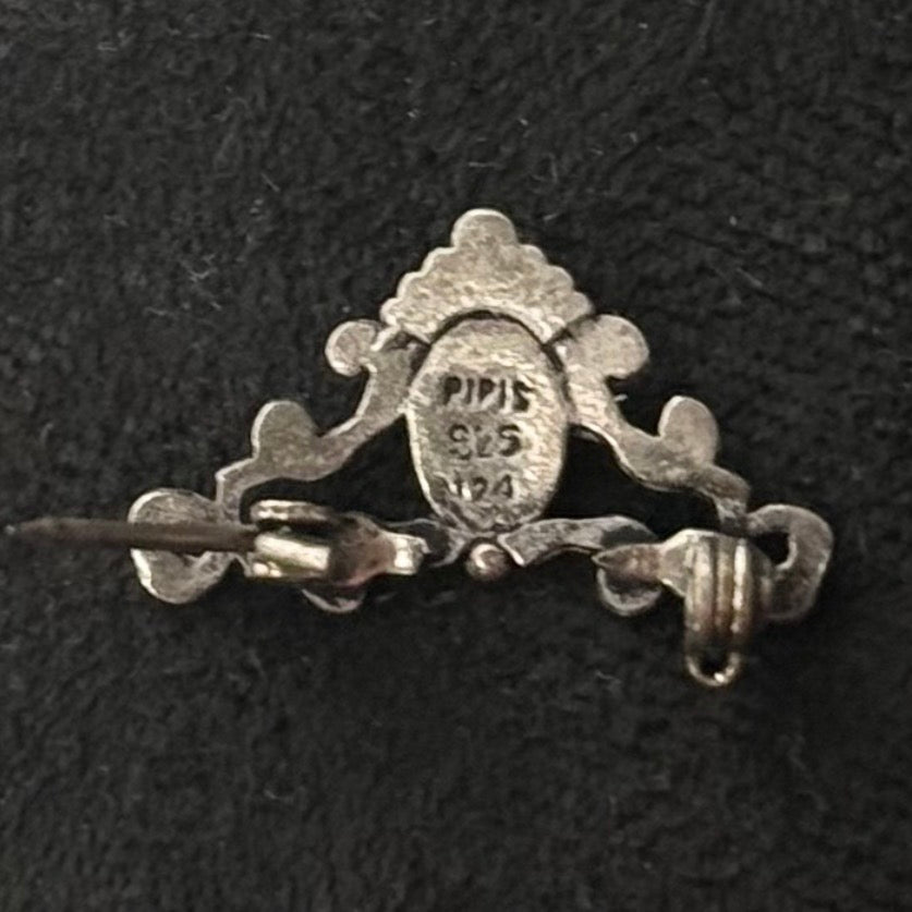 Vintage PIPIS 925 sølvbroche med naturlig koral – Græsk design - Frøken Lilly