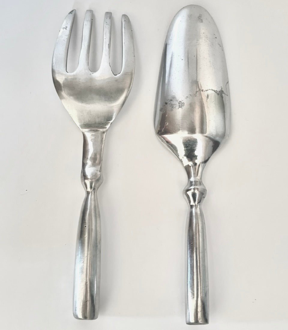 Vintage salatserveringssæt i massivt støbt aluminium - Frøken Lilly