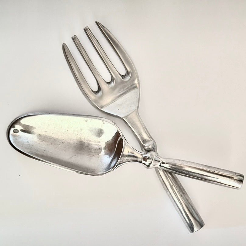Vintage salatserveringssæt i massivt støbt aluminium - Frøken Lilly