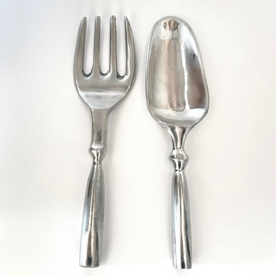 Vintage salatserveringssæt i massivt støbt aluminium - Frøken Lilly
