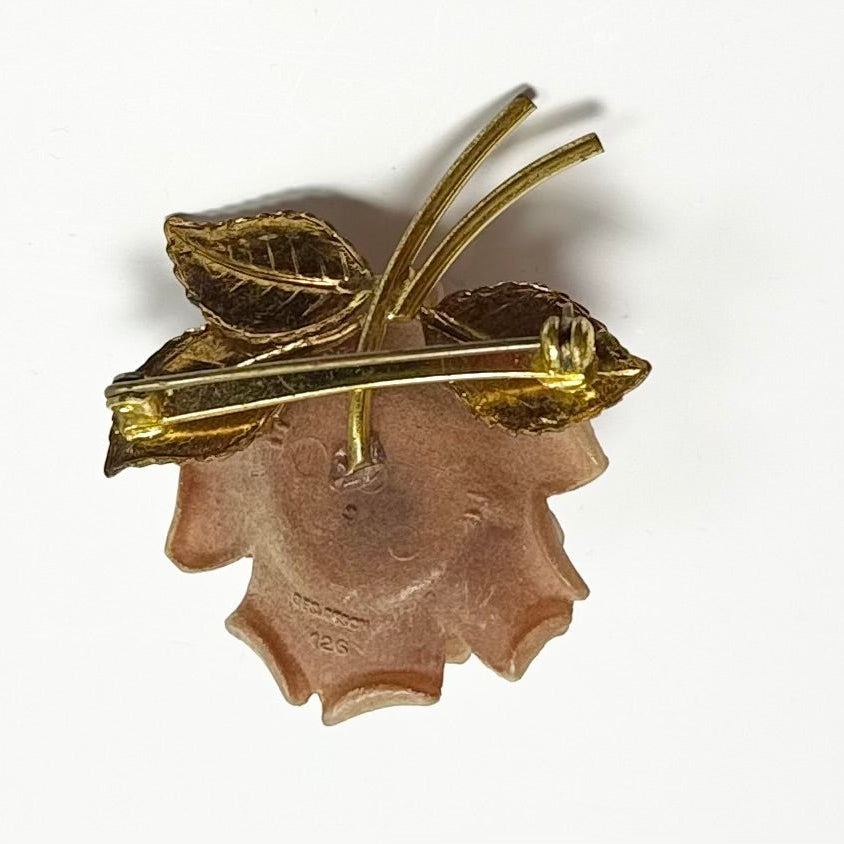 Vintage Tysk celluloid rosebroche – Ges. Gesch. ca. 1935–1945 - Frøken Lilly