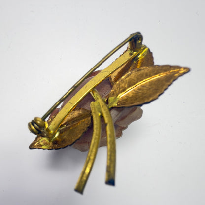 Vintage Tysk celluloid rosebroche – Ges. Gesch. ca. 1935–1945 - Frøken Lilly