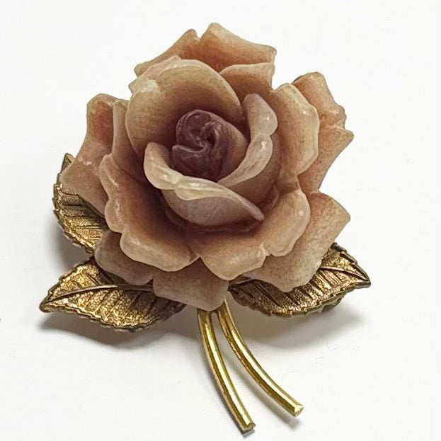 Vintage Tysk celluloid rosebroche – Ges. Gesch. ca. 1935–1945 - Frøken Lilly
